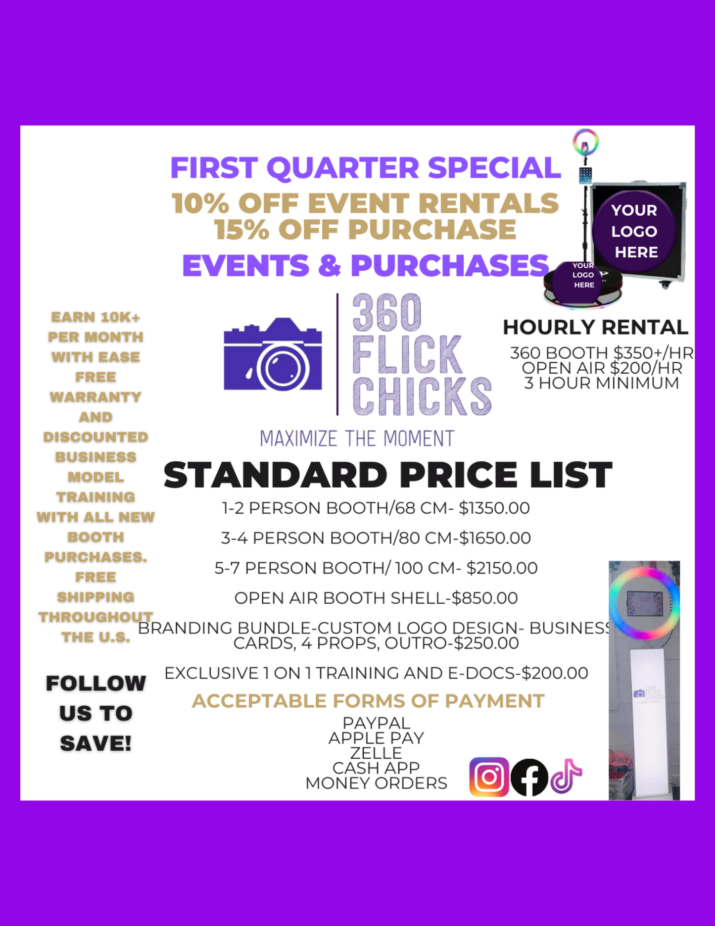 Open Air Photobooth or 360 Booth Rentals and Purchases